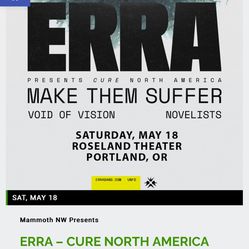 ERRA, Make Them Suffer, Void Of Vision & The Novelists Tickets For Sale. 