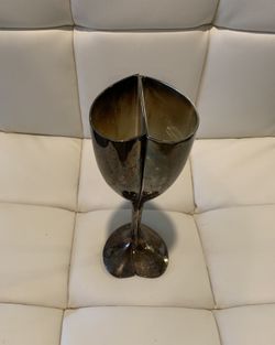 Silver bride and groom toast glasses ~ I can wipe them shiny if you don’t like the antique look