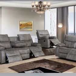 Brand New 2 Pc Reclining Sofa Loveseat 