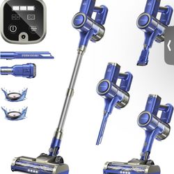 Cordless Vacuum Cleaner 40KPA, 6-in-1 Lightweight & Detachable Battery, Powerful Suction for Home, 6-Stage Filtration, Tangle-Free V-Shaped Brush, for