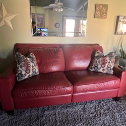 Red Leather Sofa w/charging Station