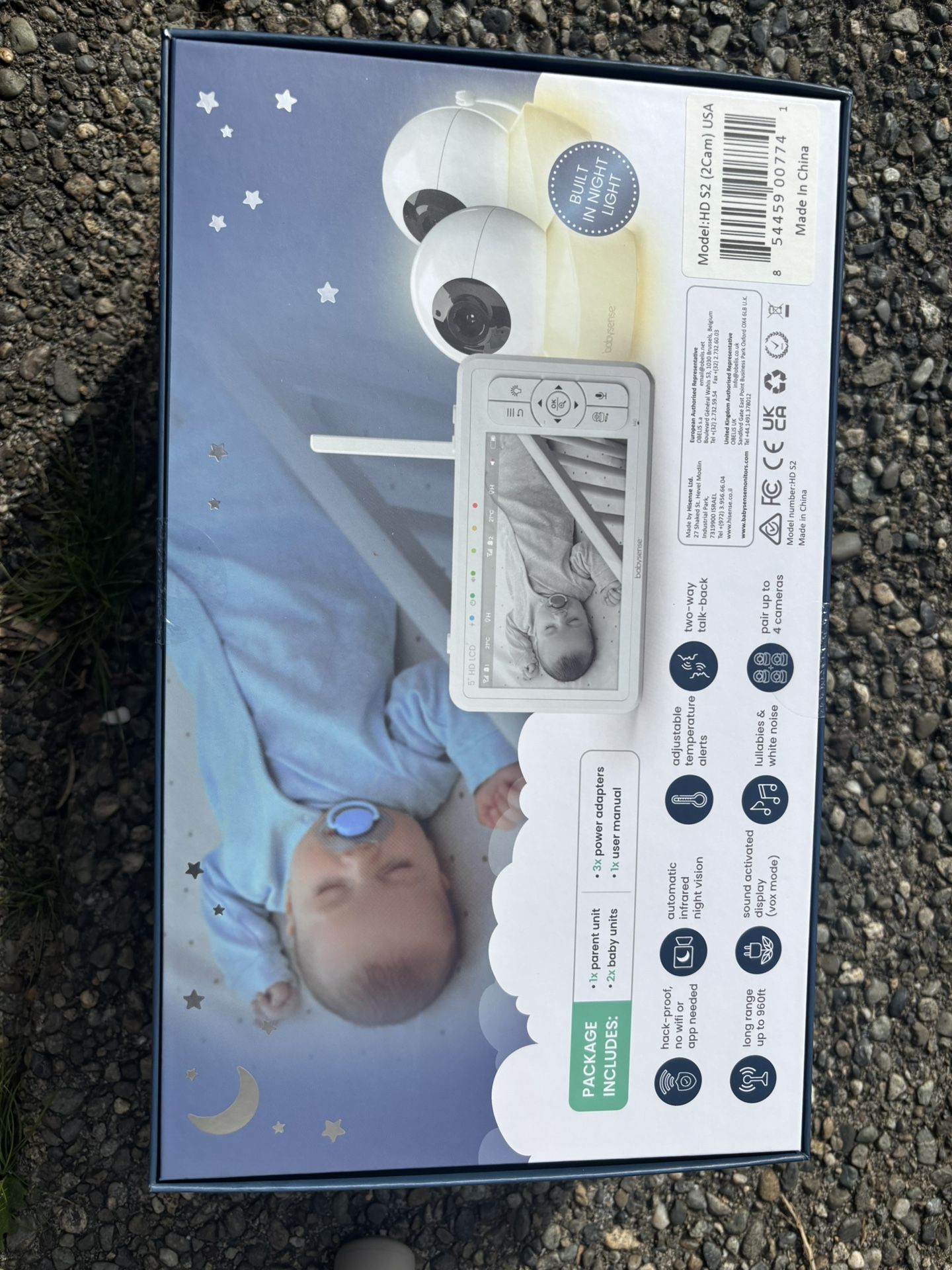 Babysense 5" HD Split-Screen Baby Monitor, Video Baby Monitor with 2 Cameras and Audio, Night Light, 1000ft Range, Two-Way Audio, 4X Zoom, Night Visio