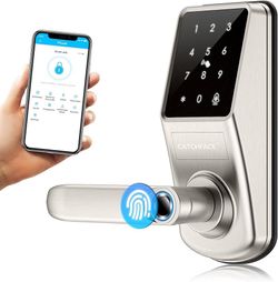 Catchface x aa290 Smart Lock by Brand, Bluetooth Smart Door Lock with Fingerprint and Key Card Access for Front Door, Office, Garage, Apartment