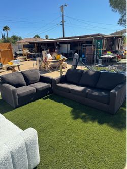 Dark Gray Sofa and Loveseat Set - Couches