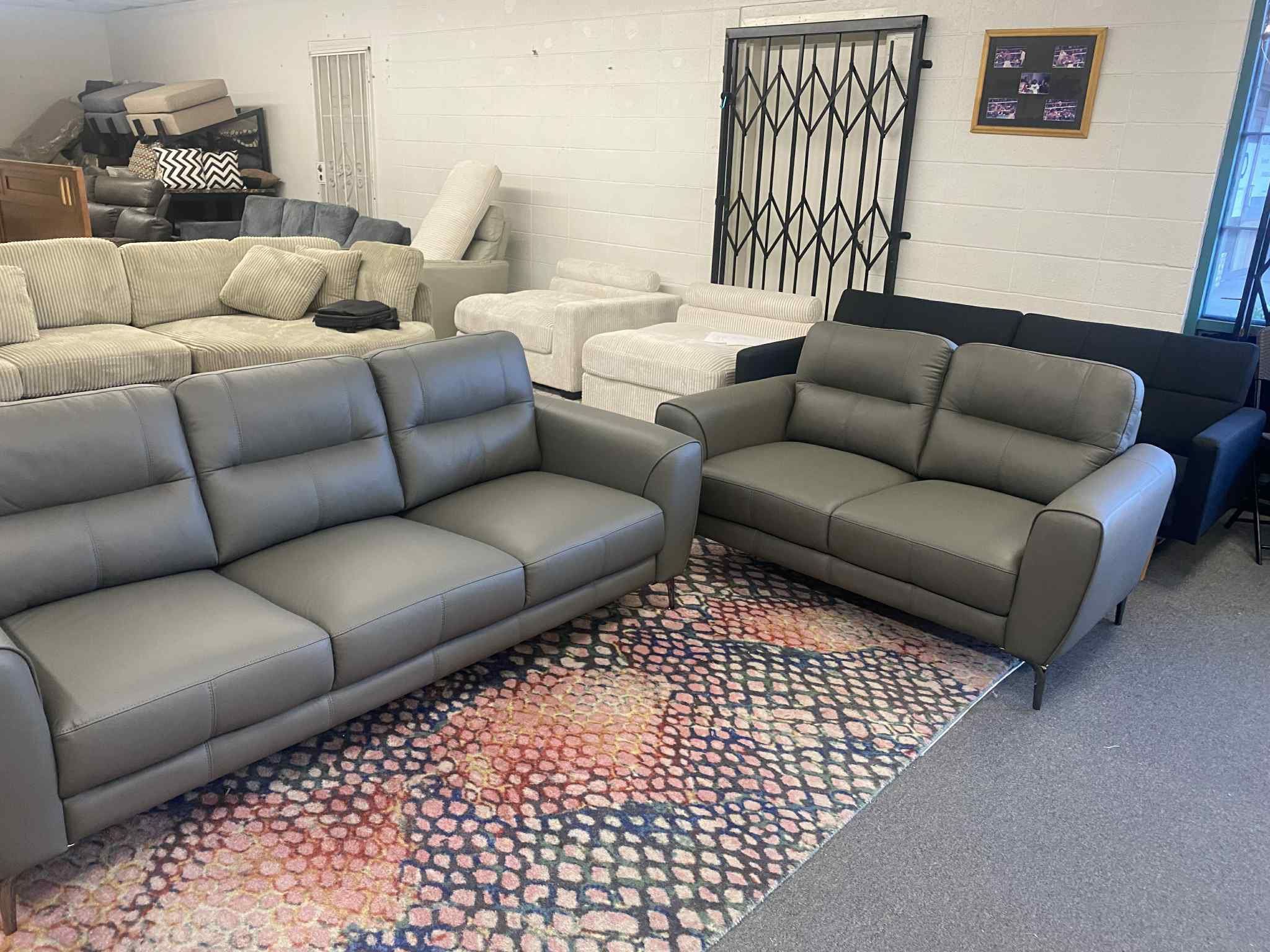New Top Grain Genuine Leather Couch And Love Seat Set / Free Delivery