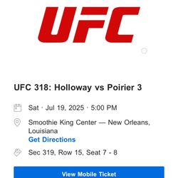 UFC 316 Poirier VS Holloway 3 (2 Tickets) READ DESCRIPTION 