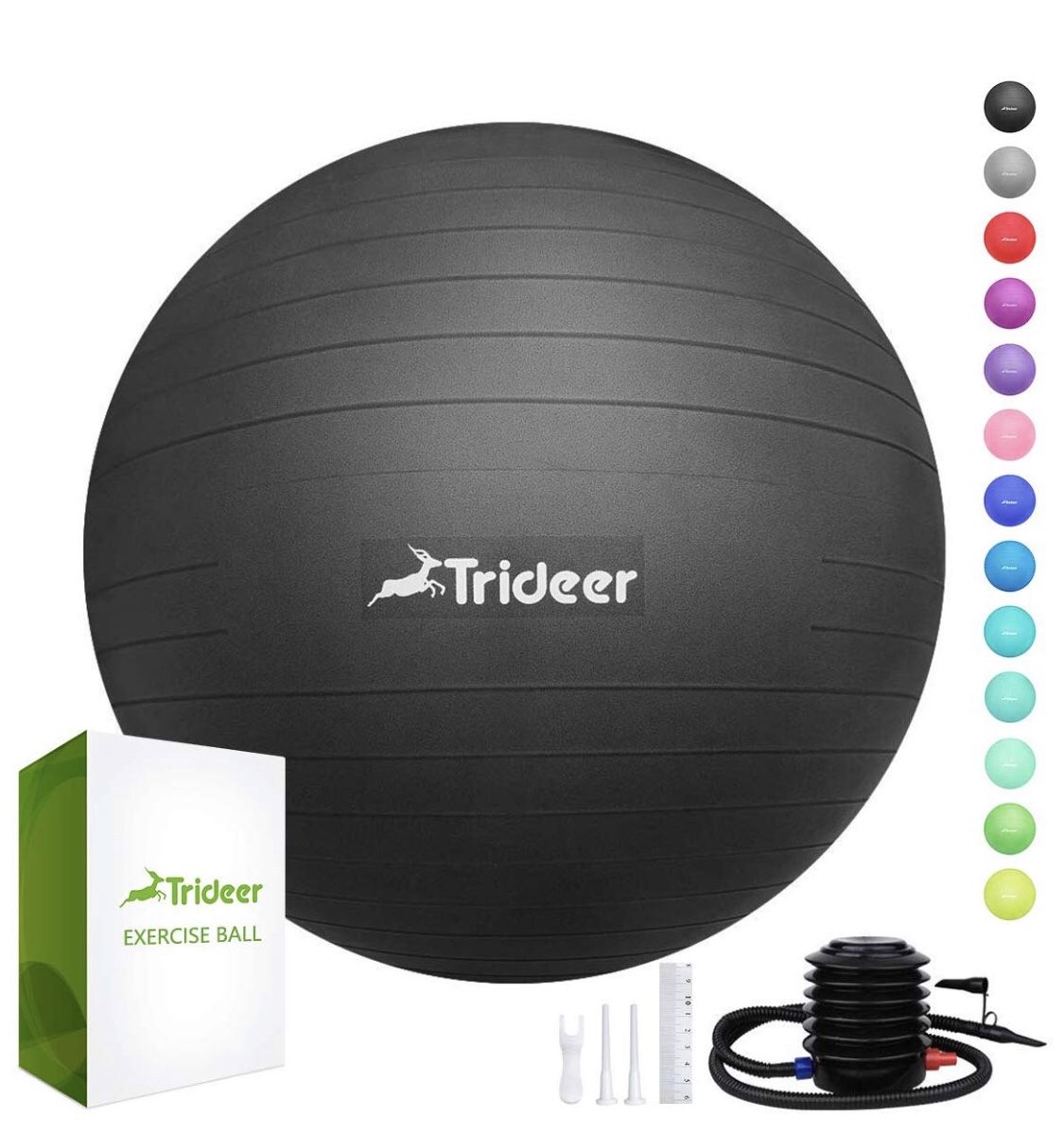 Trideer Exercise Ball (45-85cm) Extra Thick Yoga Ball Chair, Anti-Burst Heavy Duty Stability Ball Supports 2200lbs, Birthing Ball with Quick Pump (Of