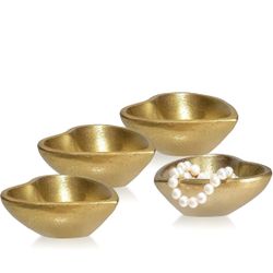 Red Co. Set of 12 Decorative 3” Mini Aluminum Metal Heart Bowls, Brushed Gold