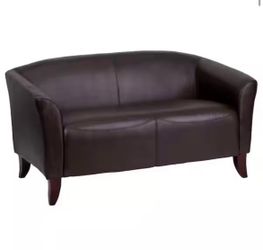 Flash Furniture Hercules Imperial 52 in. Brown Faux Leather 2-Seat Loveseat with Square Arms @918