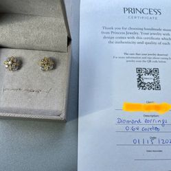 Diamond Earrings. White Gold 18k 0.64 Carats. Certificate Included