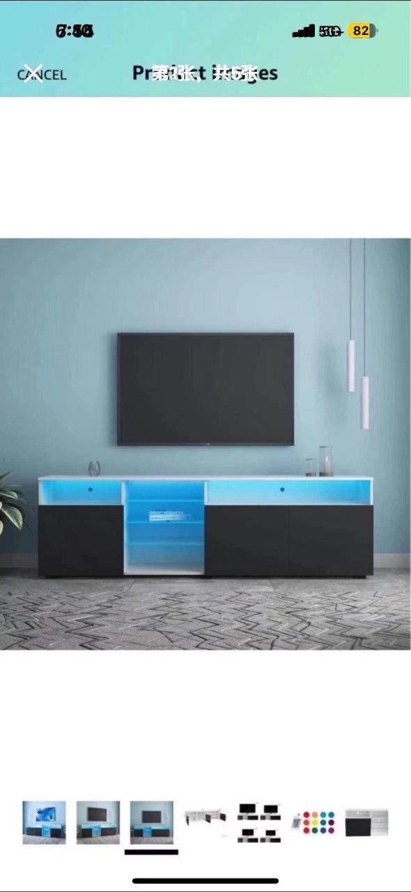 LED Entertainment Center for 75/80/85 Inch TV, Modern Large TV Stand with LED Lights, Extra Long Med