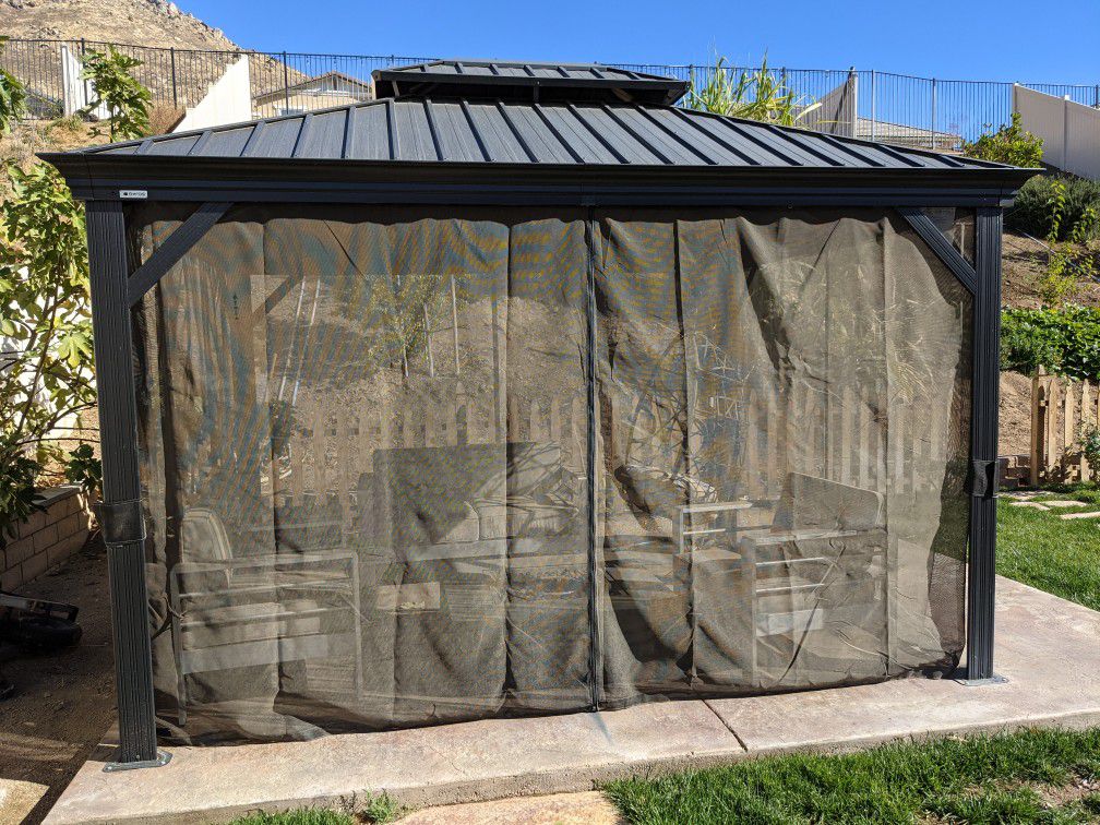 Sojag Charcoal Messina Hard Top Sun Shelter - 10' X 12'