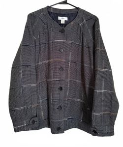 CJ Banks NEW Women's Blazer Jacket Size 2X Plaid Grey Classic City Chic Office
