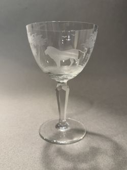 QUEENS LACE Crystal KENYA AFRICA Wine Glass lion. 