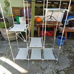 Portable Light Weight Storage Rack With Fabric covered Shelves 