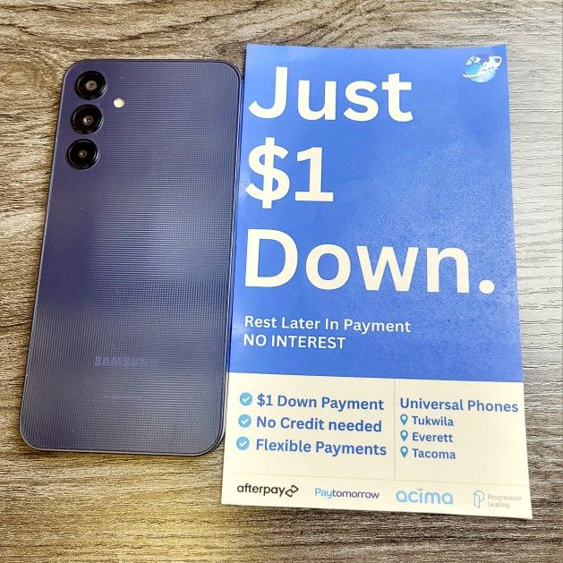 Samsung Galaxy A25 128gb Unlocked FREE Smartwach/ Headphones. Pay $1 Today Rest in payments. NO CREDIT NEEDED FINANCING
