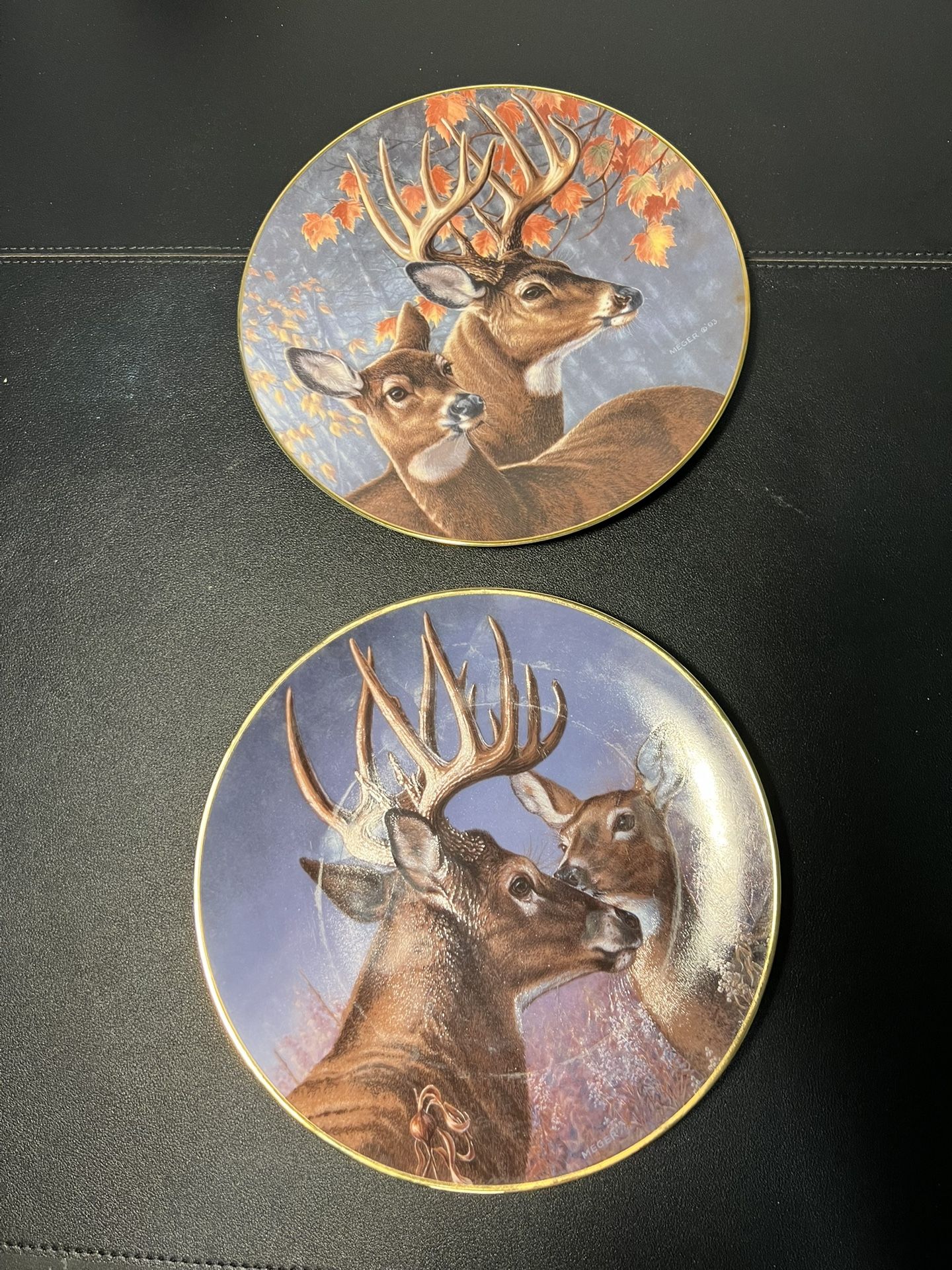 Hamilton Collection 1993 To 1984 Portraits Of The Wild 2 Plates James Meger, 8.5”