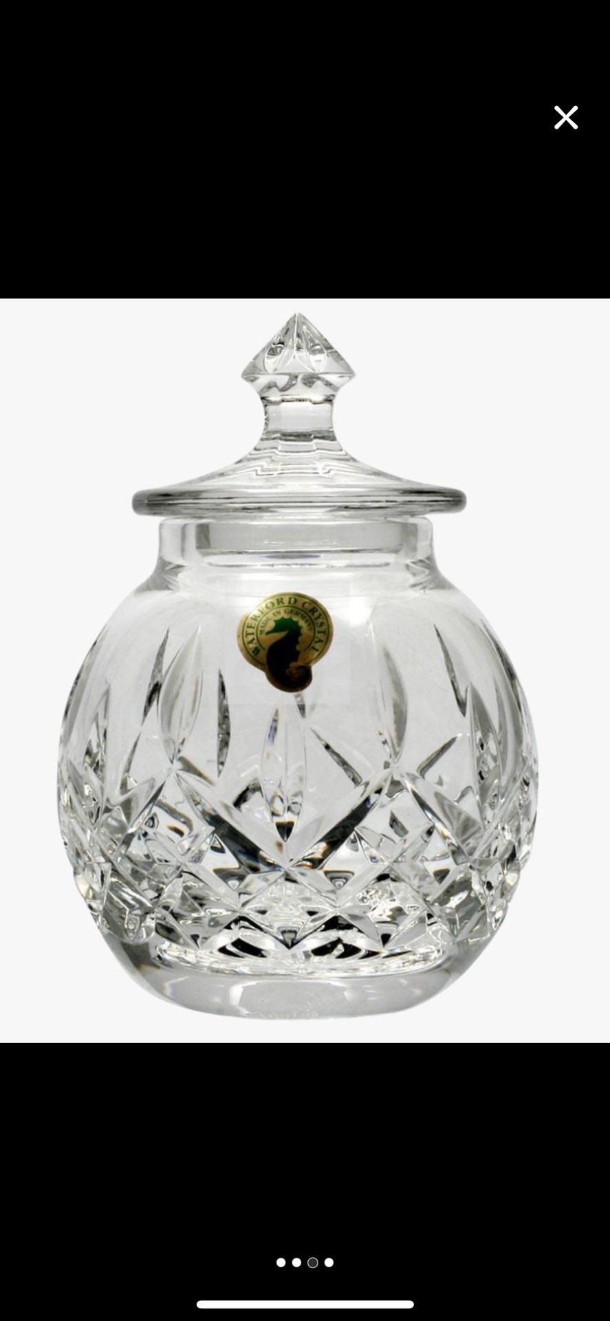 Vintage Waterford Crystal: Lismore Honey Jar & Lid, 5", Made in Germany