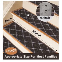 BEQHAUSE Stair Treads Non Slip Stair Runners for Wooden Steps Machine Washable Stair Rugs Soft Polyester Stair Runner Mats for Dogs Kids Brown Carpet 