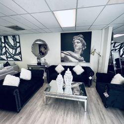 Black 3pcs Sofa LoveSeat And Accent Chair $50 Down With Financing 