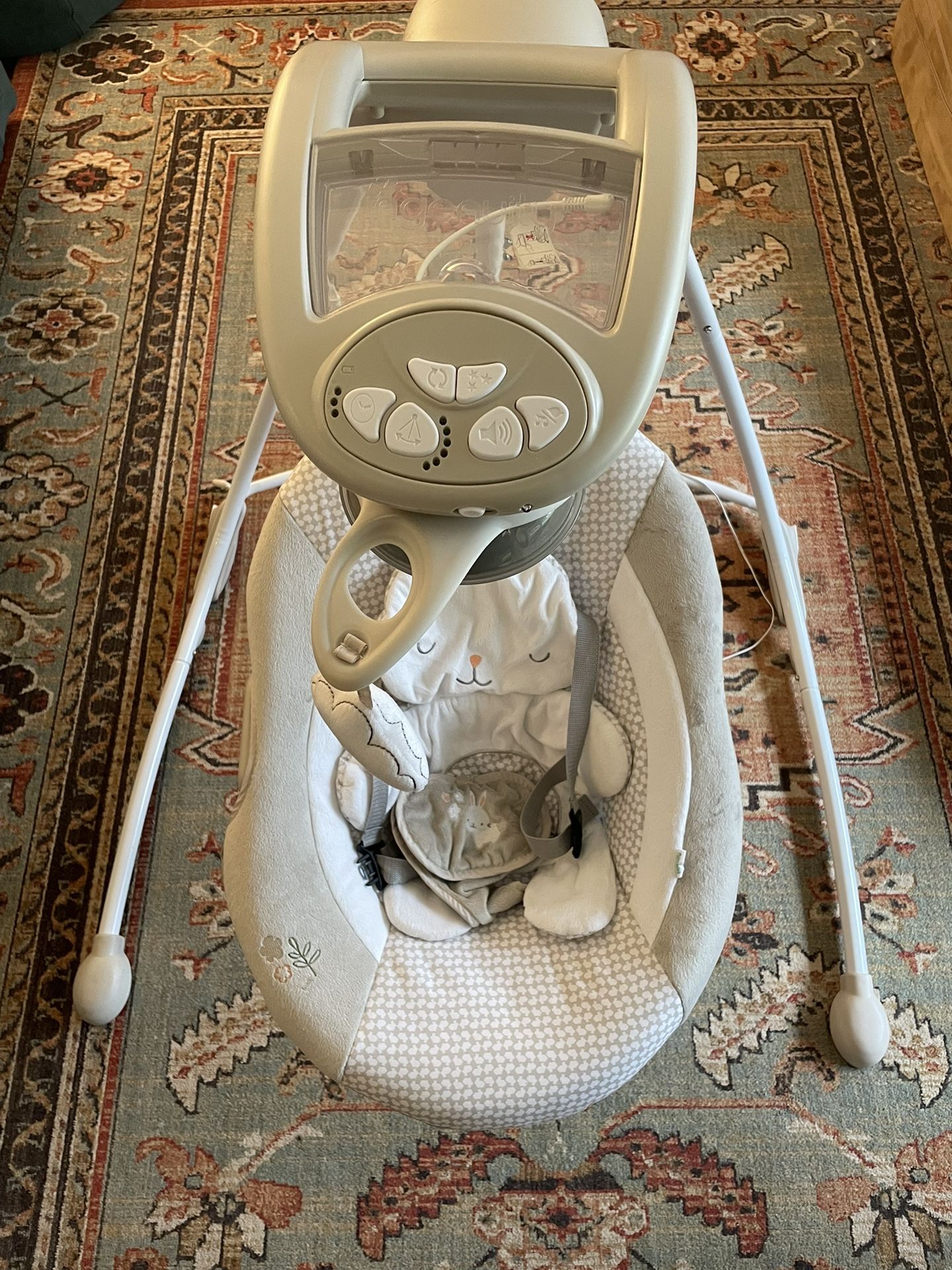 Ingenuity InLighten 6-Speed Foldable Baby Swing with Light Up Mobile, Swivel