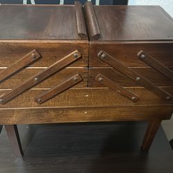 Vintage wooden sewing console/made in Romania