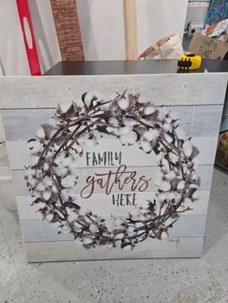 Family gathers here wall sign