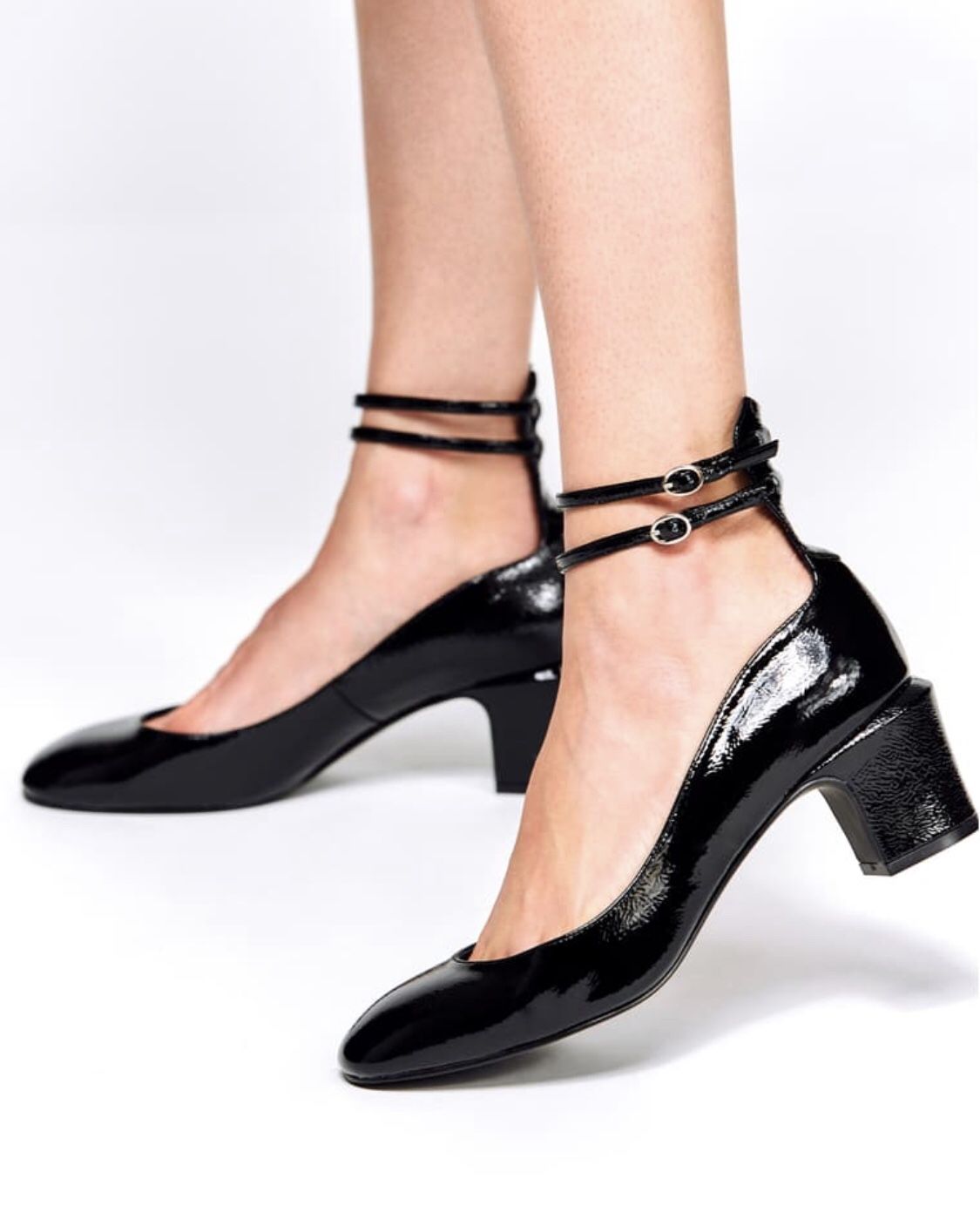 nthrFree People Lana Black Patent Block Heel Shoes Size 39 (US 9) NEW in Box