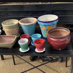 Set Of 9 Decorative Indoor Or Outdoor Pots Clay Pots Ready For Planting