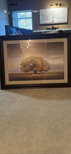 Large Framed Tree Landscape Wall Art