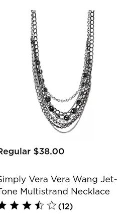 Simply Vera Wang Multi Strand Necklace Black And Silver