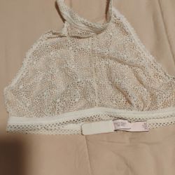Victoria Secret Lace White Halter top Bra.