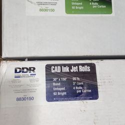 2– Cartons /Brand New CAD Ink Jet Paper Rolls - Sealed Box (30" x 150')