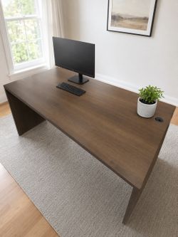 Large Dark Walnut Office Desk – 71” × 35”