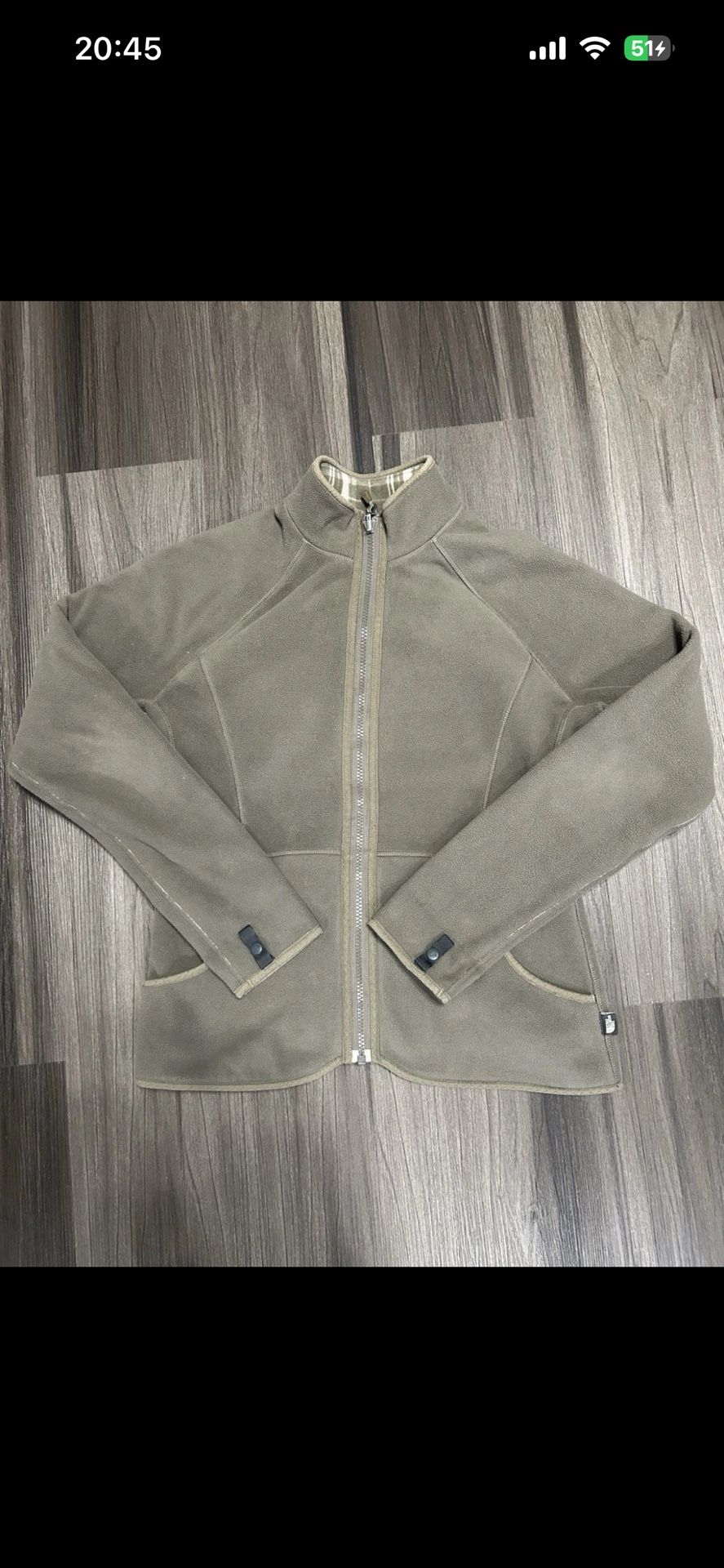 The North Face Olive Full Zip Fleece Jacket with Pockets Women's Mid-Length