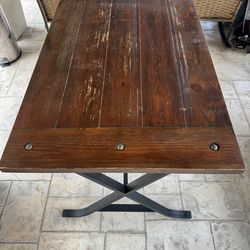 Wood table with iron legs