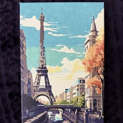Framed Paint by Numbers - Paris Eiffel Tower -  Fully Painted