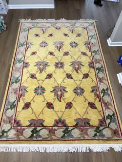 Hand-Knotted Wool Area Rug – 5' x 7'