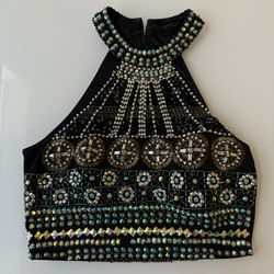 Women Small - Bejeweled Tank Halter Top Costume Dance Rave Concert 