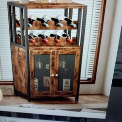 LED Wine Bar Cabinet Rustic