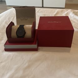 Salvatore Ferragamo Mens Gancini IP Black 41mm Strap Fashion Watch