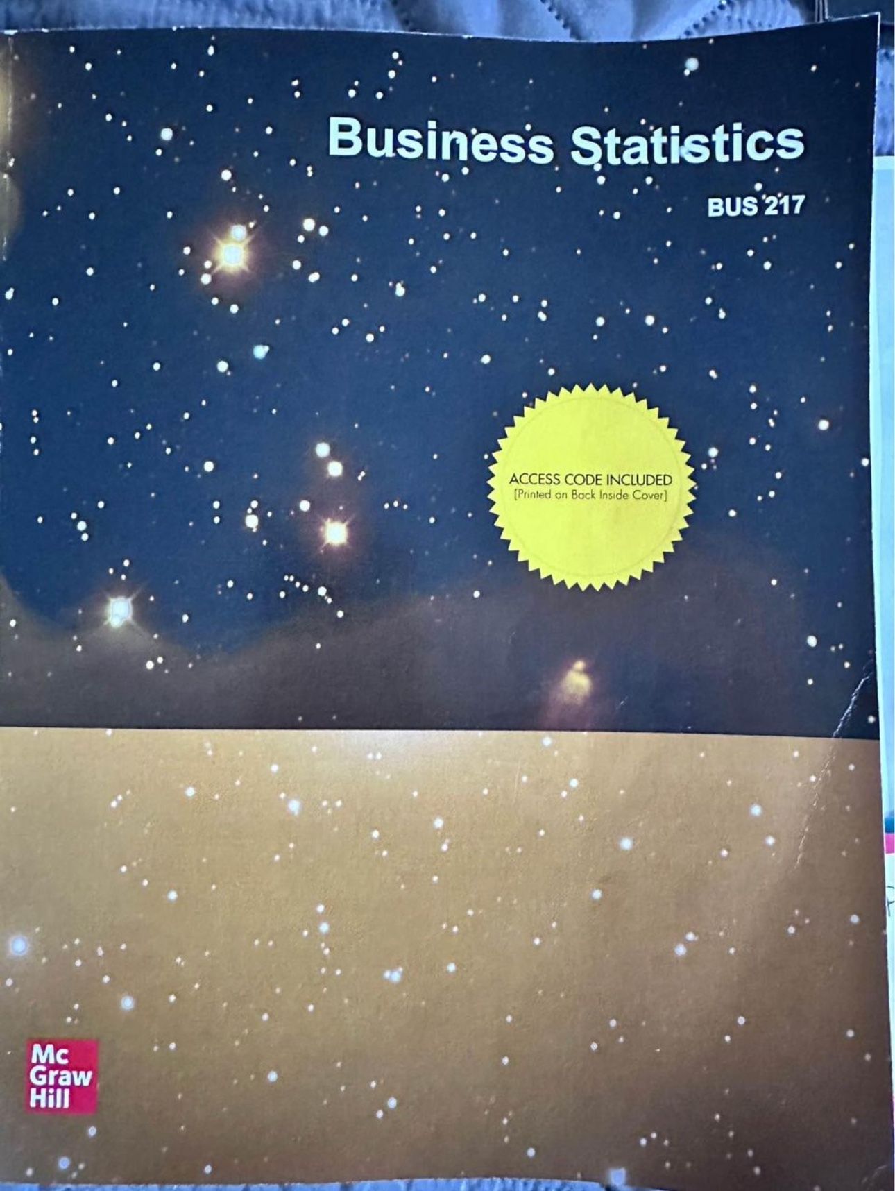 Business Statistics BUS 217 textbook no code