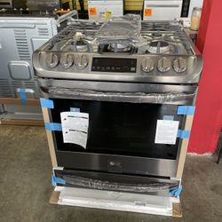 New LG ThinQ 5 Burner Gas Slide In Stove 30” Wide