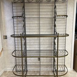MADE IN AMERICA Brass and Metal Bakers Rack With Decorative Scrolling