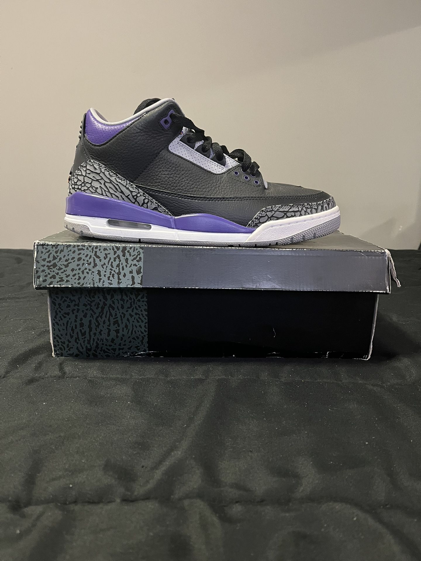 Jordan 3 Retro Black Court Purple Size 10