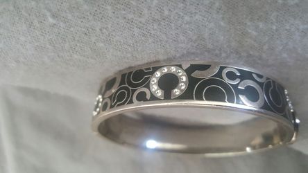 Authentic Coach Bangle Bracelet Black Op Art