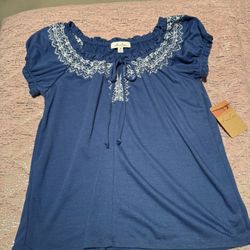 Nwt Womens Medium Annaliese Blue White Top