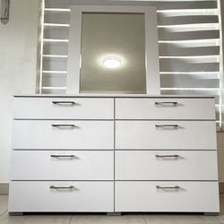 Glossy White Dresser with Mirror 🤍 Cómoda Blaca Brillante con Espejo