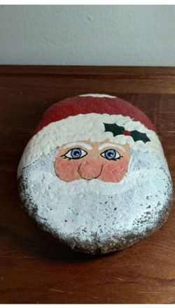 HAND PAINTED ROCK STONE PAPERWEIGHT 5"×4"