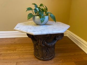 Marble-Top Corinthian Column Side Table